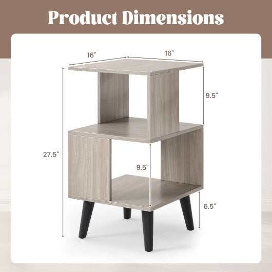 3-Tier Geometric Bookshelf Set of 2 with Open Storage Shelves W2B