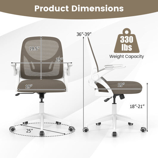 Ergonomic Computer Desk Chair with Lumbar Support and Flip-up Arms-Black