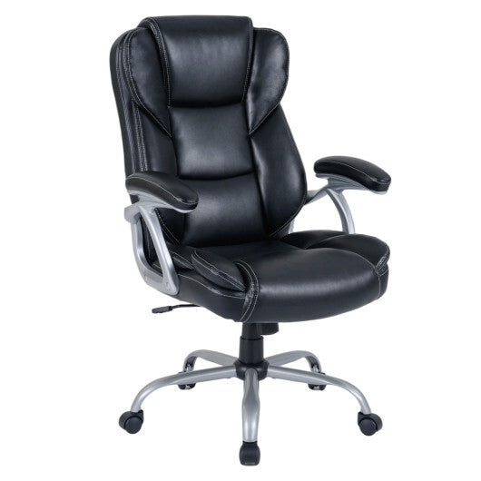 Executive Office Chair Leather Ergonomic Computer Desk Chair with Padded Seat and Armrests-Brown W2B