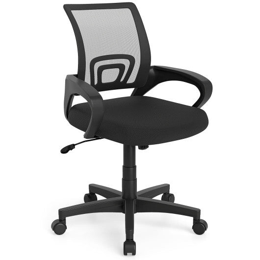 Mid-Back Mesh Office Chair Ergonomic Computer Chair with Lumbar Support-Black W2B