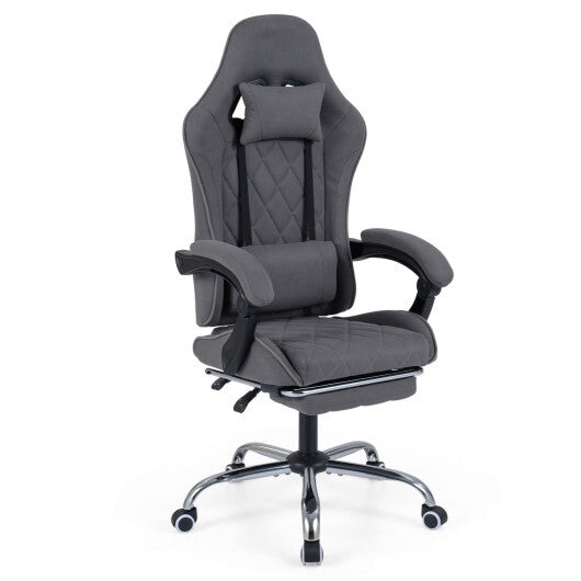 Gaming Chair Height Adjustable Computer Chair with Headrest and Lumbar Support-Gray W2B