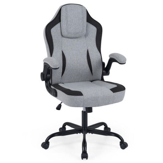 Ergonomic Computer Office Chair with 90 Flip-up Armrests-Gray W2B