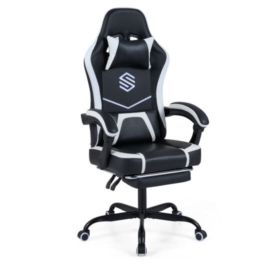 Gaming Chair Height Adjustable Computer Chair with Headrest Ergonomic Office Task Chair-Black W2B