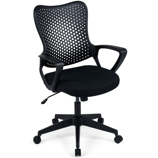 Ergonomic Office Chair Height Adjustable Computer Desk Chair with Breathable Butterfly Back-Black W2B