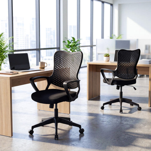 Ergonomic Office Chair Height Adjustable Computer Desk Chair with Breathable Butterfly Back-Black W2B