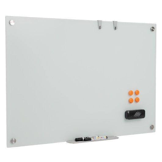 36 x 24 Inches Glass Whiteboard with Eraser and Removable Tray W2B