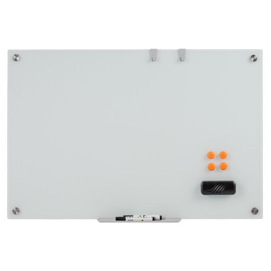 36 x 24 Inches Glass Whiteboard with Eraser and Removable Tray W2B