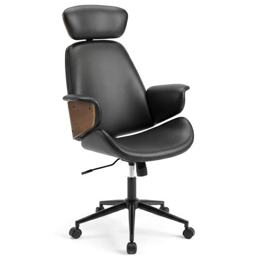 Ergonomic Office Chair with Headrest  Adjustable Height for Home Office and Study-Black W2B