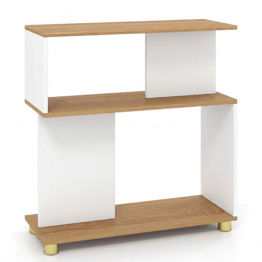 3-Tier Modern S-shaped Bookshelf with Adjustable Feet-Rustic Brown W2B