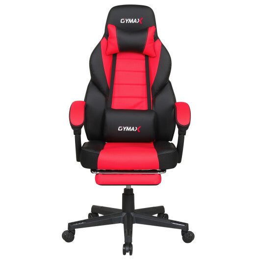 Ergonomic Video Game Chair with Headrest and Reclining Backrest-Red W2B