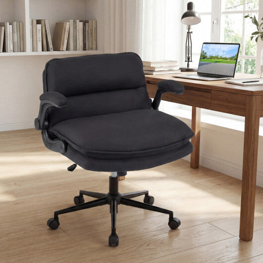 Criss Cross Chair on Wheels with Flip-up Arms Adjustable Height-Gray W2B