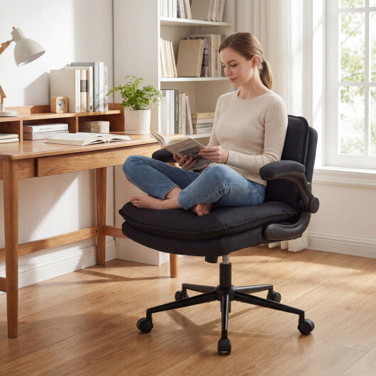 Criss Cross Chair on Wheels with Flip-up Arms Adjustable Height-Gray W2B