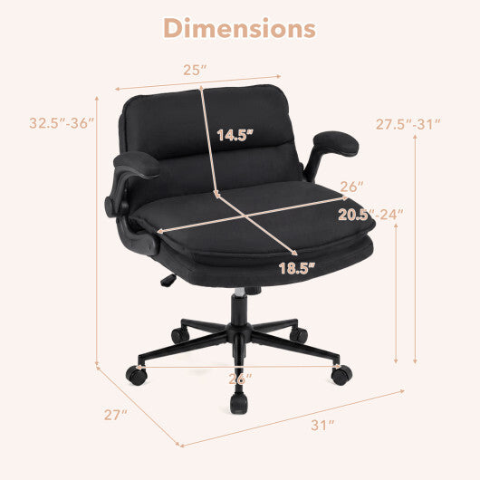 Criss Cross Chair on Wheels with Flip-up Arms Adjustable Height-Gray W2B