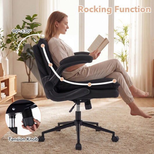 Criss Cross Chair on Wheels with Flip-up Arms Adjustable Height-Gray W2B