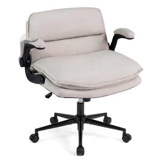 Criss Cross Chair on Wheels with Flip-up Arms Adjustable Height-Gray W2B
