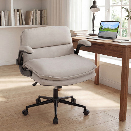 Criss Cross Chair on Wheels with Flip-up Arms Adjustable Height-Gray W2B