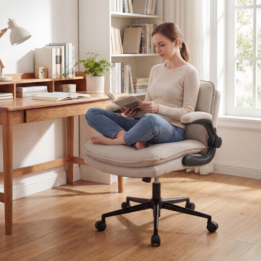 Criss Cross Chair on Wheels with Flip-up Arms Adjustable Height-Gray W2B