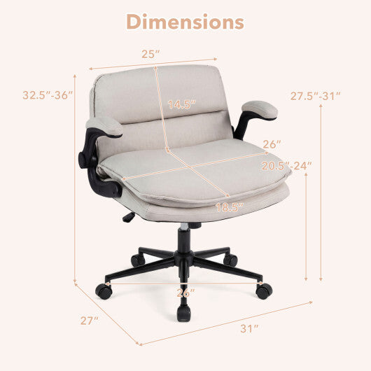 Criss Cross Chair on Wheels with Flip-up Arms Adjustable Height-Gray W2B