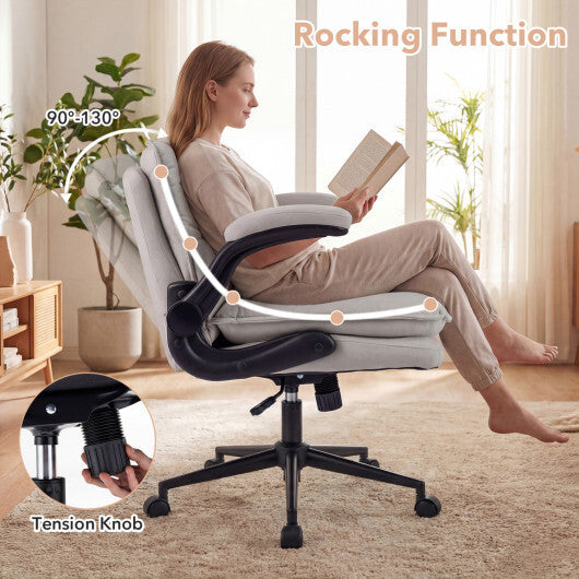 Criss Cross Chair on Wheels with Flip-up Arms Adjustable Height-Gray W2B