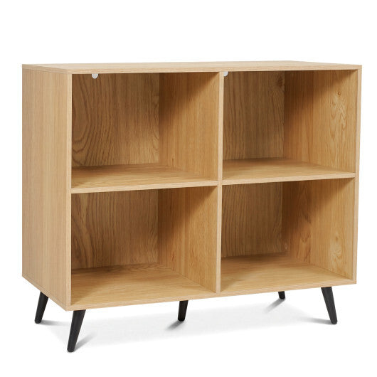 4-Cube Wooden Bookshelf Bookcase with 5 Metal Legs for Home-White W2B