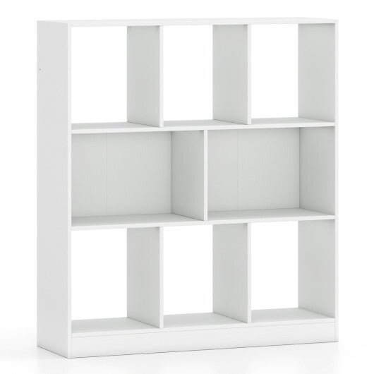 8-Cube Bookcase 3-Tier with 2-Sized Compartments and Anti-Tip Kits for Living Room-White W2B