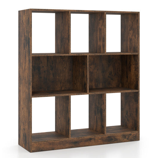 8-Cube Bookcase 3-Tier with 2-Sized Compartments and Anti-Tip Kits for Living Room-White W2B