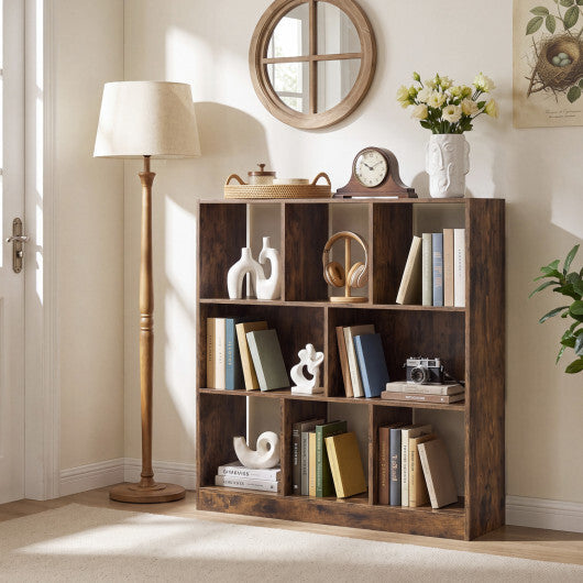 8-Cube Bookcase 3-Tier with 2-Sized Compartments and Anti-Tip Kits for Living Room-White W2B