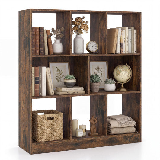 8-Cube Bookcase 3-Tier with 2-Sized Compartments and Anti-Tip Kits for Living Room-White W2B
