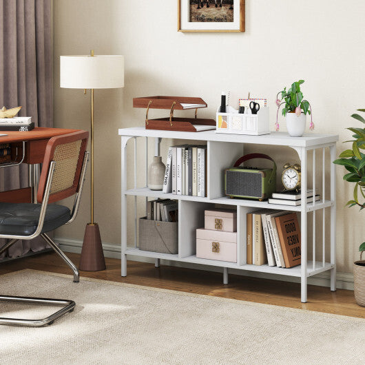 3-Tier Horizontal Cubby Bookshelf with Open Shelves-White W2B