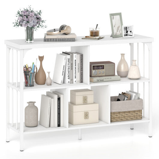 3-Tier Horizontal Cubby Bookshelf with Open Shelves-White W2B