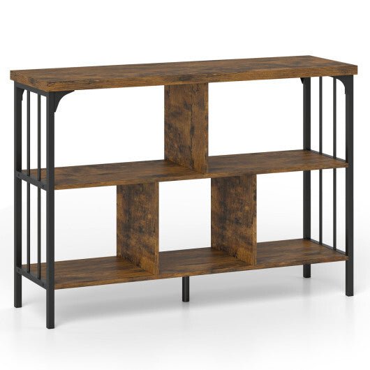 3-Tier Horizontal Cubby Bookshelf with Open Shelves-White W2B