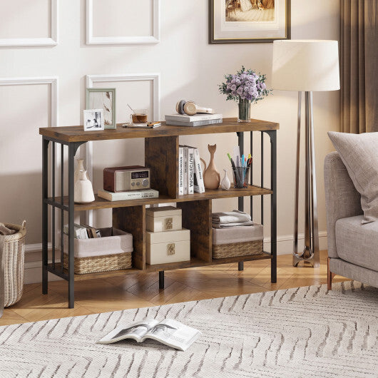 3-Tier Horizontal Cubby Bookshelf with Open Shelves-White W2B