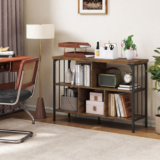 3-Tier Horizontal Cubby Bookshelf with Open Shelves-White W2B
