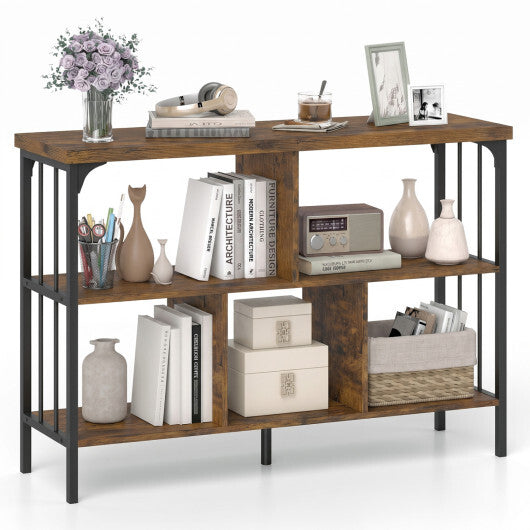 3-Tier Horizontal Cubby Bookshelf with Open Shelves-White W2B