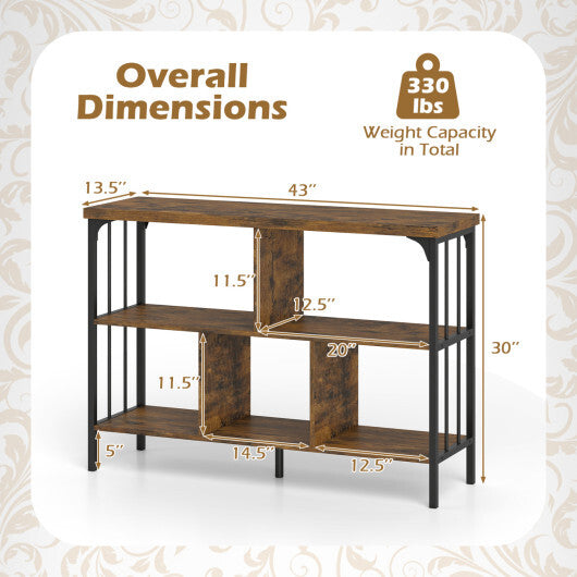 3-Tier Horizontal Cubby Bookshelf with Open Shelves-White W2B