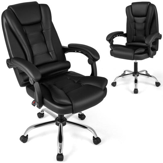 Big High Back Executive Chair with Linkage Armrests and Leather Padded Seat for Office-Black W2B