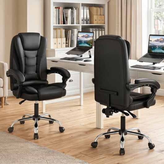 Big High Back Executive Chair with Linkage Armrests and Leather Padded Seat for Office-Black W2B