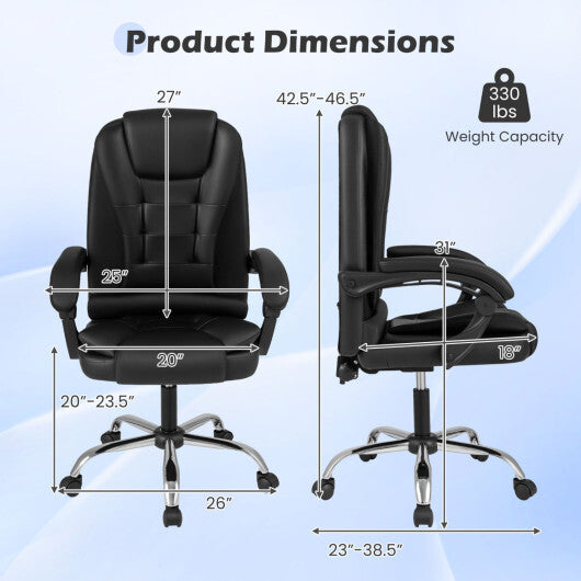 Big High Back Executive Chair with Linkage Armrests and Leather Padded Seat for Office-Black W2B