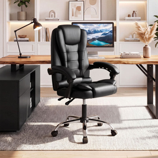 Big High Back Executive Chair with Linkage Armrests and Leather Padded Seat for Office-Black W2B
