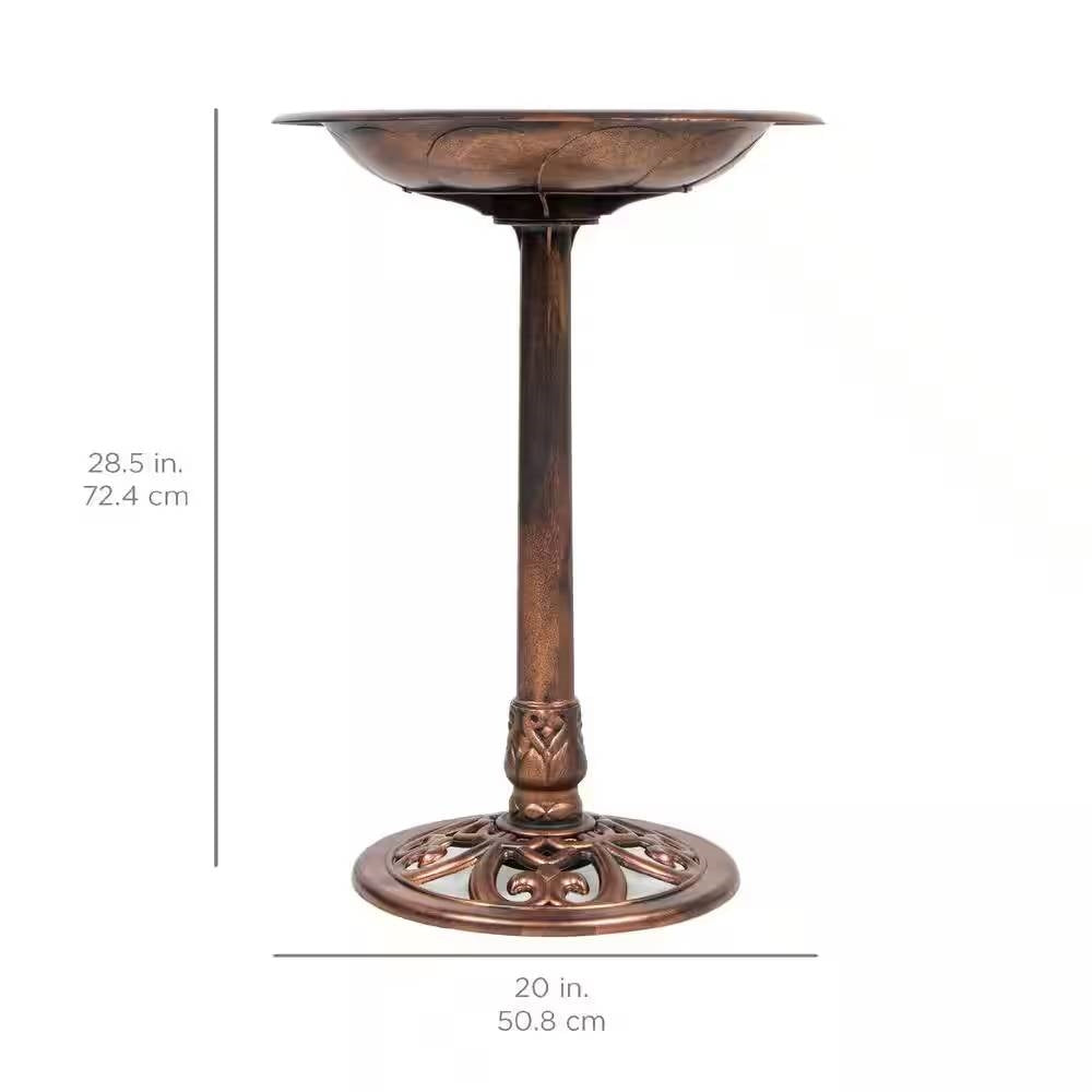 Outdoor Garden Polyresin Bird Bath in Rustic Aged Copper Brown Finish FastFurnishings