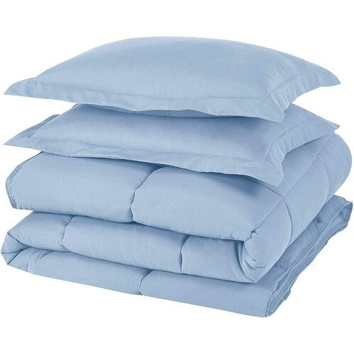 Queen Size Reversible Microfiber Down Alternative Comforter Set in Blue FastFurnishings