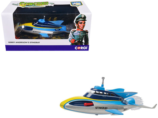 Stingray Submarine Blue and Silver with Yellow Stripes "Gerry Anderson's Stingray" (1964) TV Series Diecast Model by Corgi-0
