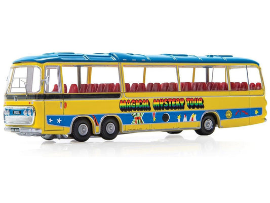 The Beatles "Magical Mystery Tour" Bus Yellow with Blue Top and Graphics Diecast Model Car by Corgi Corgi