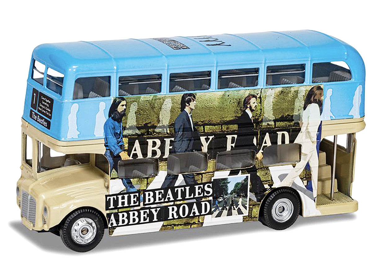 The Beatles London Double Decker Bus "Abbey Road" Blue and Beige Diecast Model Car by Corgi Corgi