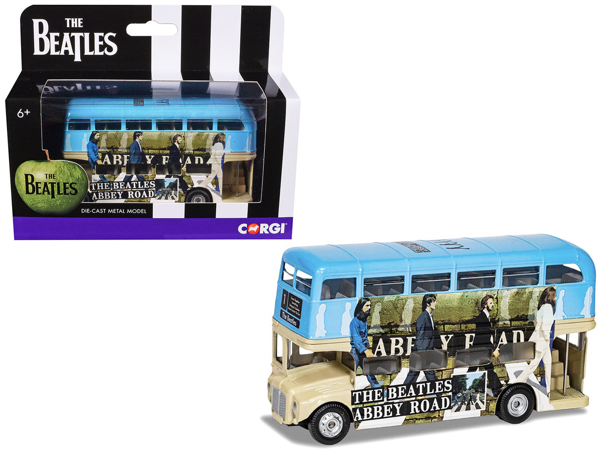 The Beatles London Double Decker Bus "Abbey Road" Blue and Beige Diecast Model Car by Corgi Corgi
