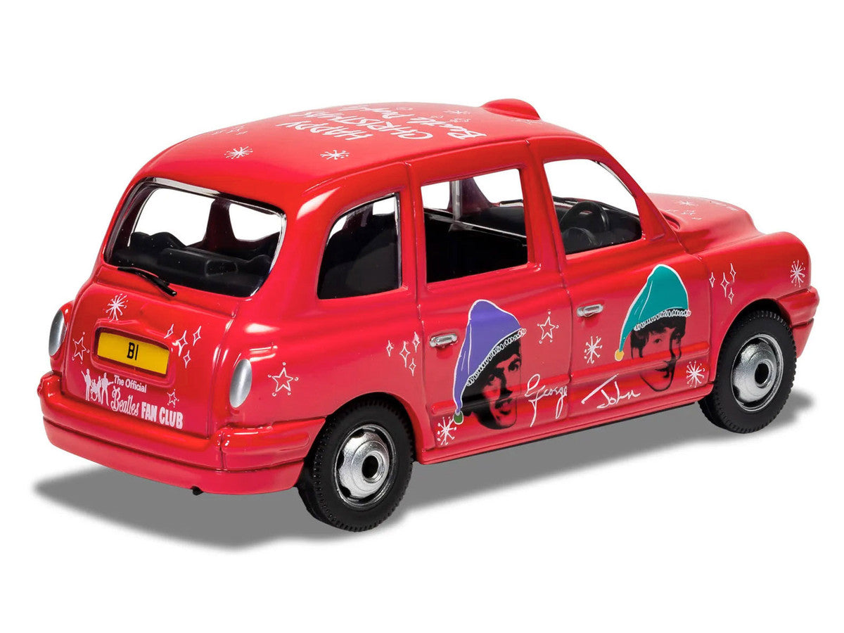 The Beatles London Taxi RHD (Right Hand Drive) "Christmas Taxi" Red with Graphics Diecast Model by Corgi Corgi