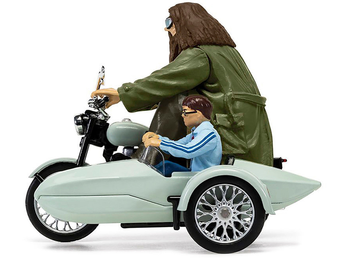 Motorcycle and Sidecar Light Green with Harry and Hagrid Figures "Harry Potter and the Deathly Hallows Part 1" (2010) Movie Diecast Motorcycle Model  by Corgi Corgi