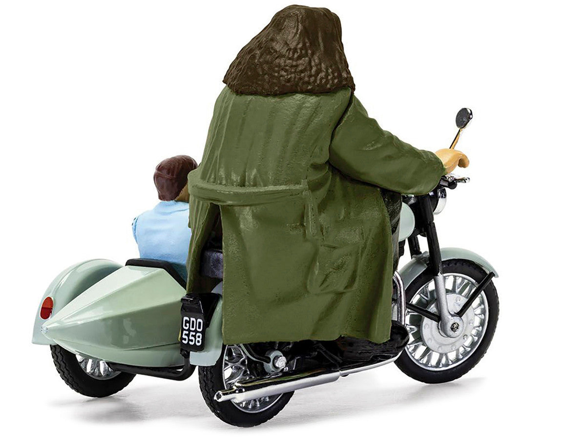 Motorcycle and Sidecar Light Green with Harry and Hagrid Figures "Harry Potter and the Deathly Hallows Part 1" (2010) Movie Diecast Motorcycle Model  by Corgi Corgi