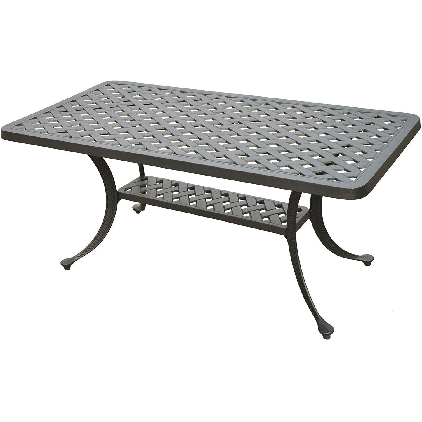 Solid Cast Aluminum 21 x 42 inch Outdoor Patio Dining Cocktail Table - Charcoal FastFurnishings