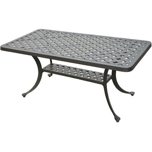 Solid Cast Aluminum 21 x 42 inch Outdoor Patio Dining Cocktail Table - Charcoal FastFurnishings